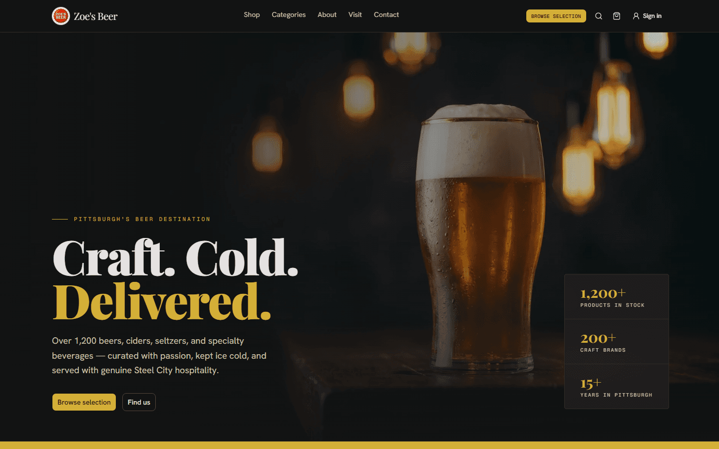 Zoe's Beer interface